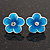 Children's Sky Blue 'Daisy' Stud Earrings With Clear Crystal - 13mm Diameter - view 2