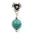 Silver Plated 'Rose' Turquoise Stone Ball Drop Earrings - 3.5cm Length - view 4