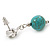 Silver Plated 'Rose' Turquoise Stone Ball Drop Earrings - 3.5cm Length - view 2
