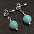 Silver Plated 'Rose' Turquoise Stone Ball Drop Earrings - 3.5cm Length - view 6