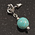 Silver Plated 'Rose' Turquoise Stone Ball Drop Earrings - 3.5cm Length - view 7