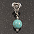 Silver Plated 'Rose' Turquoise Stone Ball Drop Earrings - 3.5cm Length - view 8