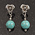 Silver Plated 'Rose' Turquoise Stone Ball Drop Earrings - 3.5cm Length - view 5
