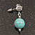 Silver Plated 'Rose' Turquoise Stone Ball Drop Earrings - 3.5cm Length - view 9