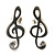 Small 'Treble Clef' Stud Earrings In Silver Tone Metal - 18mm Length - view 6