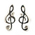 Small 'Treble Clef' Stud Earrings In Silver Tone Metal - 18mm Length - view 2