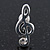 Small 'Treble Clef' Stud Earrings In Silver Tone Metal - 18mm Length - view 3