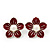 Red Enamel Faux Pearl 'Daisy' Stud Earrings In Silver Plating - 3cm Diameter