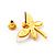 Small Light Cream Acrylic 'Butterfly' Stud Earrings In Gold Finish - 20mm Length - view 6