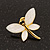 Small Light Cream Acrylic 'Butterfly' Stud Earrings In Gold Finish - 20mm Length - view 3
