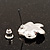 Small Deep Pink Enamel Diamante 'Flower' Stud Earrings In Silver Finish - 15mm Diameter - view 5
