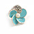 Small Light Blue Enamel Diamante 'Flower' Stud Earrings In Silver Finish - 15mm Diameter - view 6