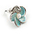 Small Light Blue Enamel Diamante 'Flower' Stud Earrings In Silver Finish - 15mm Diameter - view 3