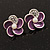 Small Purple Enamel Diamante 'Flower' Stud Earrings In Silver Finish - 15mm Diameter
