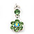 Delicate Grass Green Crystal Flower Drop Earrings In Silver Plating - 1.5cm Length - view 2