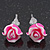 Children's Pretty Pink Acrylic 'Rose' Stud Earrings With Acrylic Backings - 9mm Diameter