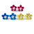 Set of 3 Children's Enamel Daisy Stud Earrings in Blue/ Fuchsia/ Yellow - 12mm D