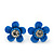 Set of 3 Children's Enamel Daisy Stud Earrings in Blue/ Fuchsia/ Yellow - 12mm D - view 4