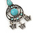 Burn Silver Turquoise Stone Butterfly Drop Earrings - 7cm Length - view 2