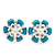Light Blue Enamel Diamante Flower Stud Earrings In Silver Finish - 22mm Diameter