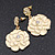 Lemon Enamel 'Rose' Drop Earrings In Gold Plating - 4cm Length