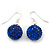 Sapphire Blue Coloured Swarovski Crystal Ball Drop Earrings In Silver Plated Finish - 12mm Diameter/ 3cm Length - view 4