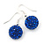 Sapphire Blue Coloured Swarovski Crystal Ball Drop Earrings In Silver Plated Finish - 12mm Diameter/ 3cm Length - view 2