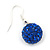 Sapphire Blue Coloured Swarovski Crystal Ball Drop Earrings In Silver Plated Finish - 12mm Diameter/ 3cm Length - view 3