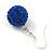 Sapphire Blue Coloured Swarovski Crystal Ball Drop Earrings In Silver Plated Finish - 12mm Diameter/ 3cm Length - view 5