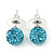 Light Blue Swarovski Crystal Ball Stud Earrings In Silver Plated Finish - 9mm Diameter - view 2