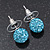 Light Blue Swarovski Crystal Ball Stud Earrings In Silver Plated Finish - 9mm Diameter - view 3