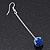 Sapphire Blue/ Clear Crystal Ball Chain Drop Earrings In Silver Plating - 10mm Diameter/ 6.5cm Length - view 2