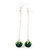 Emerald Green/Clear Crystal Ball Chain Drop Earrings In Silver Plating - 10mm Diameter/ 6.5cm Length - view 7