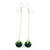 Emerald Green/Clear Crystal Ball Chain Drop Earrings In Silver Plating - 10mm Diameter/ 6.5cm Length - view 8
