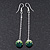 Emerald Green/Clear Crystal Ball Chain Drop Earrings In Silver Plating - 10mm Diameter/ 6.5cm Length - view 2