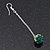 Emerald Green/Clear Crystal Ball Chain Drop Earrings In Silver Plating - 10mm Diameter/ 6.5cm Length - view 3