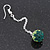 Emerald Green/Clear Crystal Ball Chain Drop Earrings In Silver Plating - 10mm Diameter/ 6.5cm Length - view 5