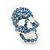 Small Dazzling Blue Crystal Skull Stud Earrings In Silver Plating - 2cm Length - view 6