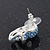 Small Dazzling Blue Crystal Skull Stud Earrings In Silver Plating - 2cm Length - view 5