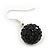 Black Crystal Ball Drop Earrings In Silver Plated Finish - 12mm Diameter/ 3cm - view 4