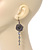 Dim Grey Mesh Crystal 'Rose' Drop Earrings - 8cm Length - view 2