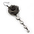 Dim Grey Mesh Crystal 'Rose' Drop Earrings - 8cm Length - view 5