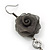 Dim Grey Mesh Crystal 'Rose' Drop Earrings - 8cm Length - view 3