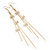 Long Tassel With Crystal Bow Earrings In Gold Plated Metal - 15cm Length
