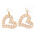 Gold Plated Open-Cut Diamante 'Heart' Drop Earrings - 6cm Length