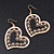 Gold Plated Open-Cut Diamante 'Heart' Drop Earrings - 6cm Length - view 4