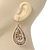 Gold Plated Crystal Filigree Teardrop Earrings - 6.5cm Length - view 5