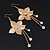 Long Flower With Crystal Dangles Earrings In Gold Plated Metal - 9cm Length - view 7