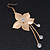 Long Flower With Crystal Dangles Earrings In Gold Plated Metal - 9cm Length - view 4