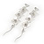 Long Silver Tone Floral Filigree Drop Earrings - 12.5cm Length - view 2